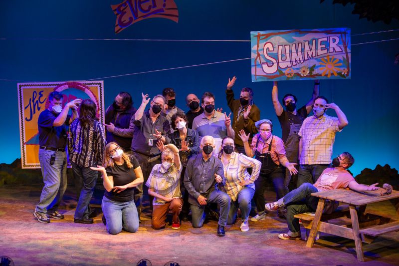 A silly group photo of the cast and crew of Seattle Children's Theatre's production of The Best Summer Ever.